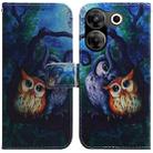 For Tecno Camon 20 Pro 5G Coloured Drawing Flip Leather Phone Case(Oil Painting Owl) - 1
