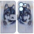 For Tecno Pova 5 Coloured Drawing Flip Leather Phone Case(White Wolf) - 1