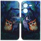 For Tecno Pova 5 Coloured Drawing Flip Leather Phone Case(Oil Painting Owl) - 1