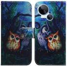 For Tecno Spark 10 5G Coloured Drawing Flip Leather Phone Case(Oil Painting Owl) - 1