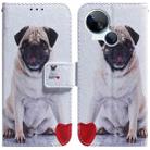 For Tecno Spark 10 5G Coloured Drawing Flip Leather Phone Case(Pug) - 1