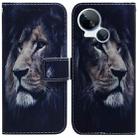 For Tecno Spark 10 5G Coloured Drawing Flip Leather Phone Case(Lion) - 1