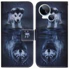 For Tecno Spark 10 5G Coloured Drawing Flip Leather Phone Case(Wolf and Dog) - 1