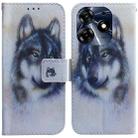 For Tecno Spark 10 Pro Coloured Drawing Flip Leather Phone Case(White Wolf) - 1