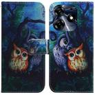 For Tecno Spark 10 Pro Coloured Drawing Flip Leather Phone Case(Oil Painting Owl) - 1