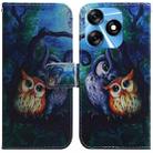 For Tecno Spark 10 / Spark 10C Coloured Drawing Flip Leather Phone Case(Oil Painting Owl) - 1