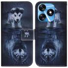 For Tecno Spark 10 / Spark 10C Coloured Drawing Flip Leather Phone Case(Wolf and Dog) - 1