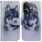 For Tecno Camon 20 Pro 4G / 20 Coloured Drawing Flip Leather Phone Case(White Wolf) - 1