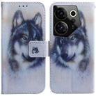 For Tecno Camon 20 Premier 5G Coloured Drawing Flip Leather Phone Case(White Wolf) - 1