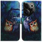 For Tecno Camon 20 Premier 5G Coloured Drawing Flip Leather Phone Case(Oil Painting Owl) - 1