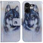 For Tecno Pova 5 Pro Coloured Drawing Flip Leather Phone Case(White Wolf) - 1