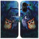 For Tecno Pova 5 Pro Coloured Drawing Flip Leather Phone Case(Oil Painting Owl) - 1