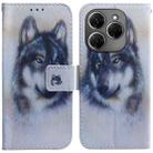 For Tecno Spark 20 Pro Coloured Drawing Flip Leather Phone Case(White Wolf) - 1
