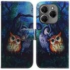 For Tecno Spark 20 Pro Coloured Drawing Flip Leather Phone Case(Oil Painting Owl) - 1