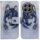 For Tecno Spark 20 Pro+ 4G Coloured Drawing Flip Leather Phone Case(White Wolf) - 1