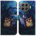 For Tecno Spark 20 Pro+ 4G Coloured Drawing Flip Leather Phone Case(Oil Painting Owl) - 1