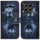 For Tecno Camon 30 4G / 30 5G CL6 CL7 Coloured Drawing Flip Leather Phone Case(Wolf and Dog) - 1