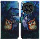 For Tecno Camon 30 Premier 5G Coloured Drawing Flip Leather Phone Case(Oil Painting Owl) - 1
