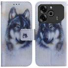 For Tecno Pova 6 Pro / Pova 6 Coloured Drawing Flip Leather Phone Case(White Wolf) - 1