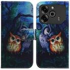 For Tecno Pova 6 Pro / Pova 6 Coloured Drawing Flip Leather Phone Case(Oil Painting Owl) - 1