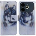 For Tecno Pova 6 Neo Coloured Drawing Flip Leather Phone Case(White Wolf) - 1