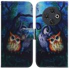 For Tecno Spark 30C Coloured Drawing Flip Leather Phone Case(Oil Painting Owl) - 1