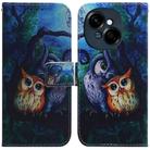 For Tecno Spark Go 1 / Pop 9 Pro Coloured Drawing Flip Leather Phone Case(Oil Painting Owl) - 1