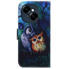 For Tecno Spark Go 1 / Pop 9 Pro Coloured Drawing Flip Leather Phone Case(Oil Painting Owl) - 3