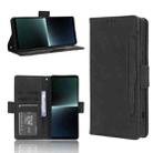 For Sony Xperia 1 V Skin Feel Calf Texture Card Slots Leather Phone Case(Black) - 1