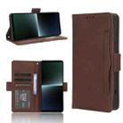 For Sony Xperia 1 V Skin Feel Calf Texture Card Slots Leather Phone Case(Brown) - 1