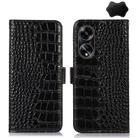 For OPPO A1 5G Crocodile Top Layer Cowhide Leather Phone Case(Black) - 1