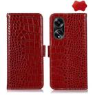 For OPPO A1 5G Crocodile Top Layer Cowhide Leather Phone Case(Red) - 1