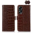 For OPPO A1 5G Crocodile Top Layer Cowhide Leather Phone Case(Brown) - 1