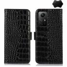 For Xiaomi Redmi Note 12S 4G Crocodile Top Layer Cowhide Leather Phone Case(Black) - 1
