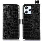 For Xiaomi Redmi 12 Crocodile Top Layer Cowhide Leather Phone Case(Black) - 1