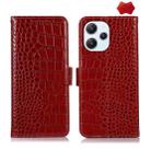 For Xiaomi Redmi 12 Crocodile Top Layer Cowhide Leather Phone Case(Red) - 1
