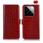 For Xiaomi 14 Pro Crocodile Top Layer Cowhide Leather Phone Case(Red) - 1