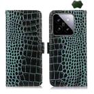 For Xiaomi 14 Pro Crocodile Top Layer Cowhide Leather Phone Case(Green) - 1