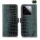 For Xiaomi 14 Crocodile Top Layer Cowhide Leather Phone Case(Green) - 1