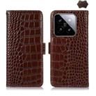 For Xiaomi 14 Crocodile Top Layer Cowhide Leather Phone Case(Brown) - 1
