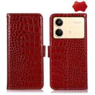 For Xiaomi Redmi Note 13R Pro Crocodile Top Layer Cowhide Leather Phone Case(Red) - 1