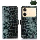 For Xiaomi Redmi Note 13R Pro Crocodile Top Layer Cowhide Leather Phone Case(Green) - 1