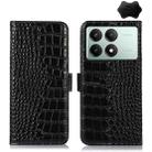 For Xiaomi Redmi K70E/Poco X6 Pro Crocodile Top Layer Cowhide Leather Phone Case(Black) - 1