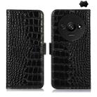 For Xiaomi Redmi A3 Crocodile Top Layer Cowhide Leather Phone Case(Black) - 1