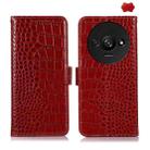 For Xiaomi Redmi A3 Crocodile Top Layer Cowhide Leather Phone Case(Red) - 1