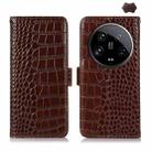 For Xiaomi 14 Ultra Crocodile Top Layer Cowhide Leather Phone Case(Brown) - 1