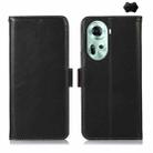 For OPPO Reno11 5G Global Crazy Horse Top Layer Cowhide Leather Phone Case(Black) - 1