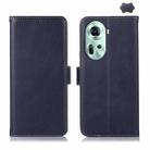 For OPPO Reno11 5G Global Crazy Horse Top Layer Cowhide Leather Phone Case(Blue) - 1