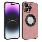 For iPhone 14 Plus Skin Feel Leather MagSafe Magnetic Phone Case(Pink) - 1