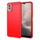 For Nokia C32 Brushed Texture Carbon Fiber TPU Phone Case(Red) - 1